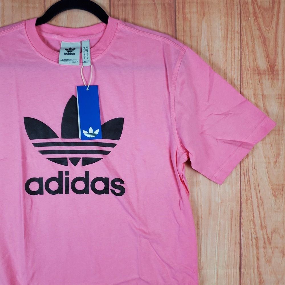adidas Originals Trefoil Shirt Mens Sz S Pink Black Graphic - Picture 2 of 11